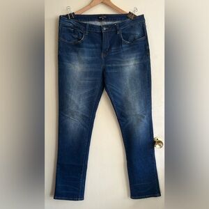 Double Dyed Dark Blue Denim Jeans